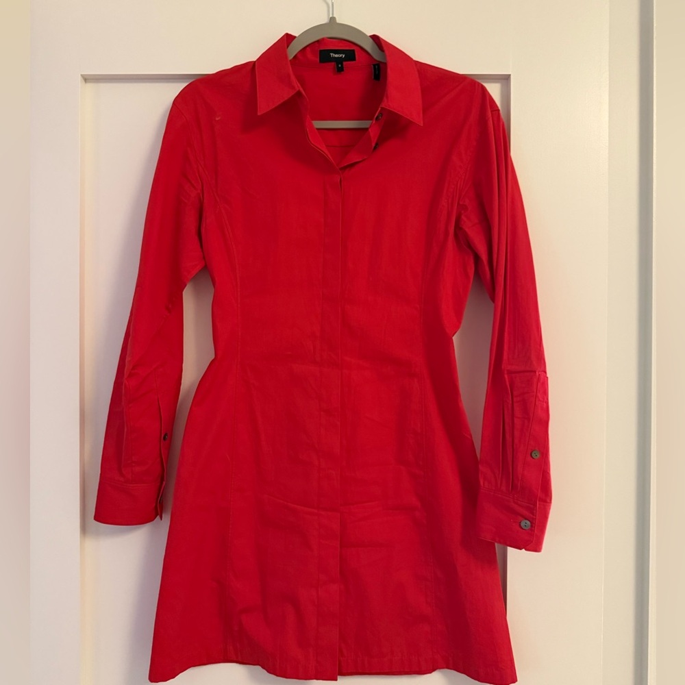 Theory Women's Red Long Sleeve Dress